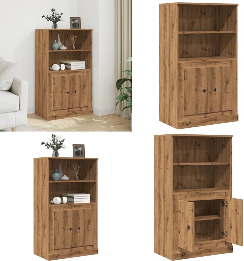 VidaXL Hoge kast 60x35 5x103 5 cm bewerkt hout artisanaal eikenkleurig Hoge Kast Hoge Kasten Kast Opbergkast