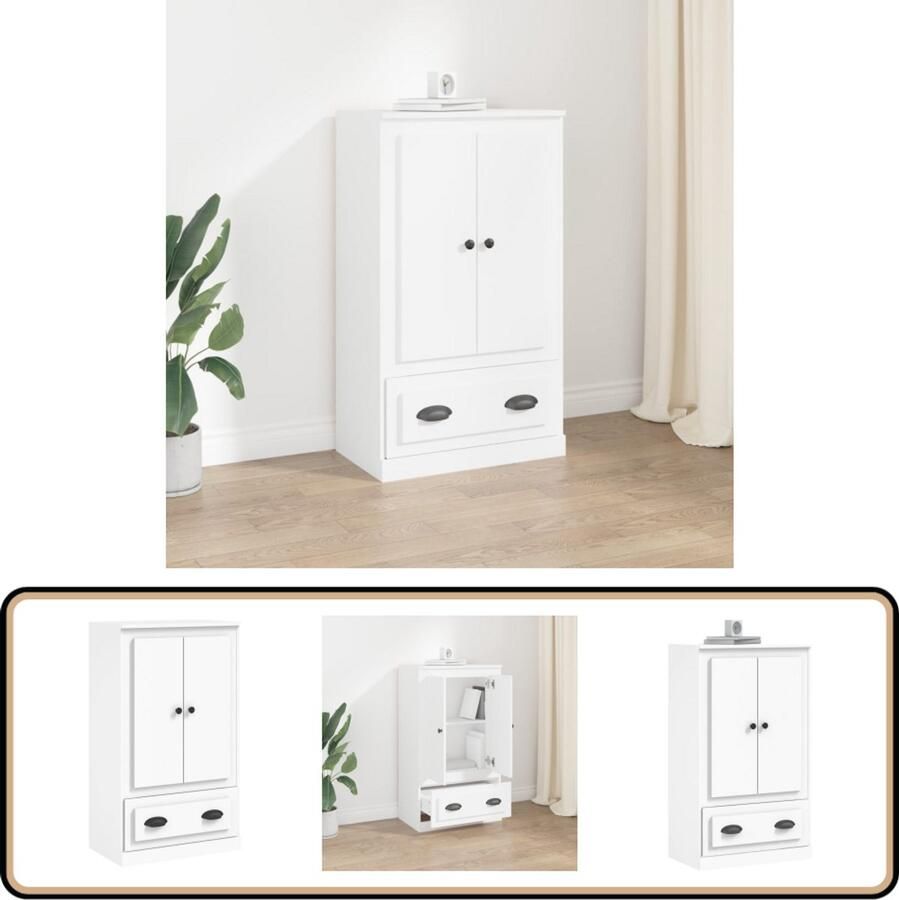 VidaXL Hoge kast Bewerkte hout wit 60x35 5x103 5 cm Hoge Kast Buffetkast Houten Kast Wit Kast Scandinavisch Design - Foto 3