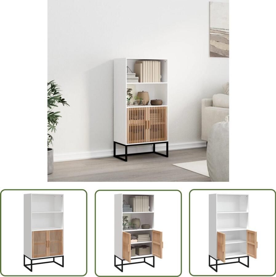 VidaXL Hoge kast 60x35x125 cm Wit Bewerkt hout Hoge Kast Witte Kast Houten Kast Scandinavisch Design Opslagkast Woonkamerkast Slaapkamerkast Vintage Kast Modern Kast