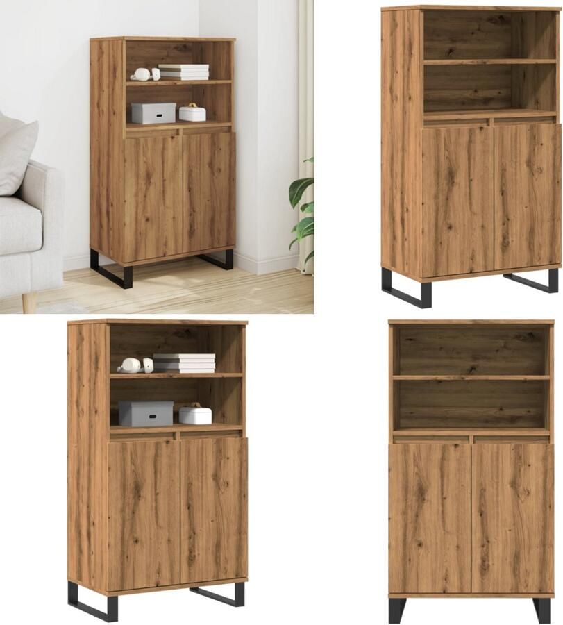 VidaXL Hoge kast 60x36x110 cm bewerkt hout artisanaal eikenkleurig