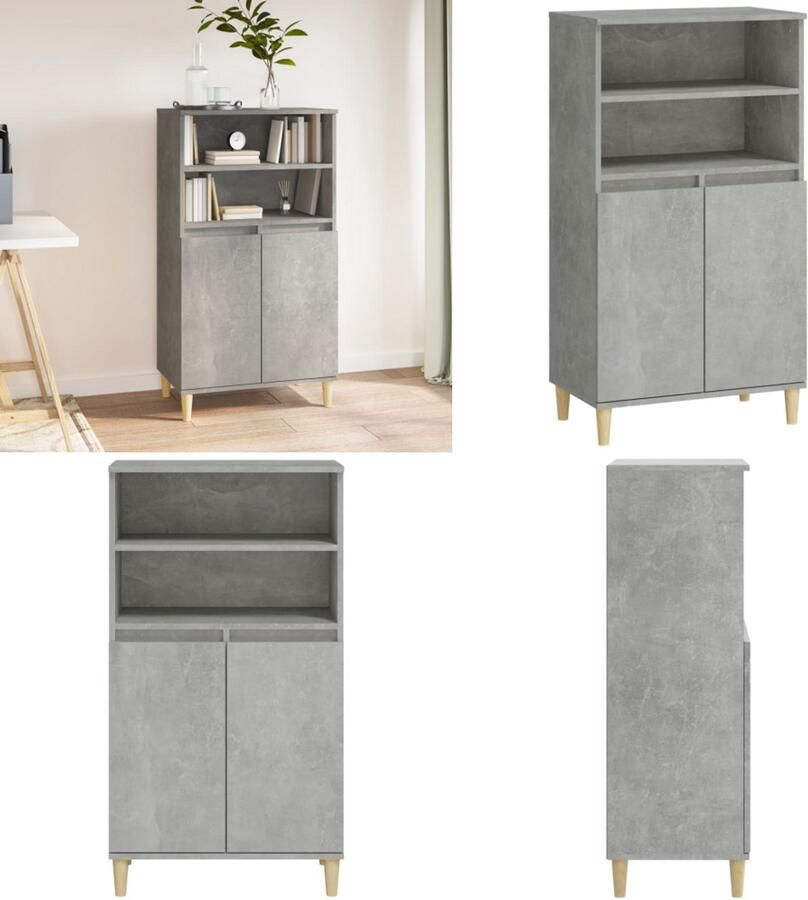 VidaXL Hoge kast 60x36x110 cm bewerkt hout betongrijs Hoge Kast Hoge Kasten Kast Opbergkast