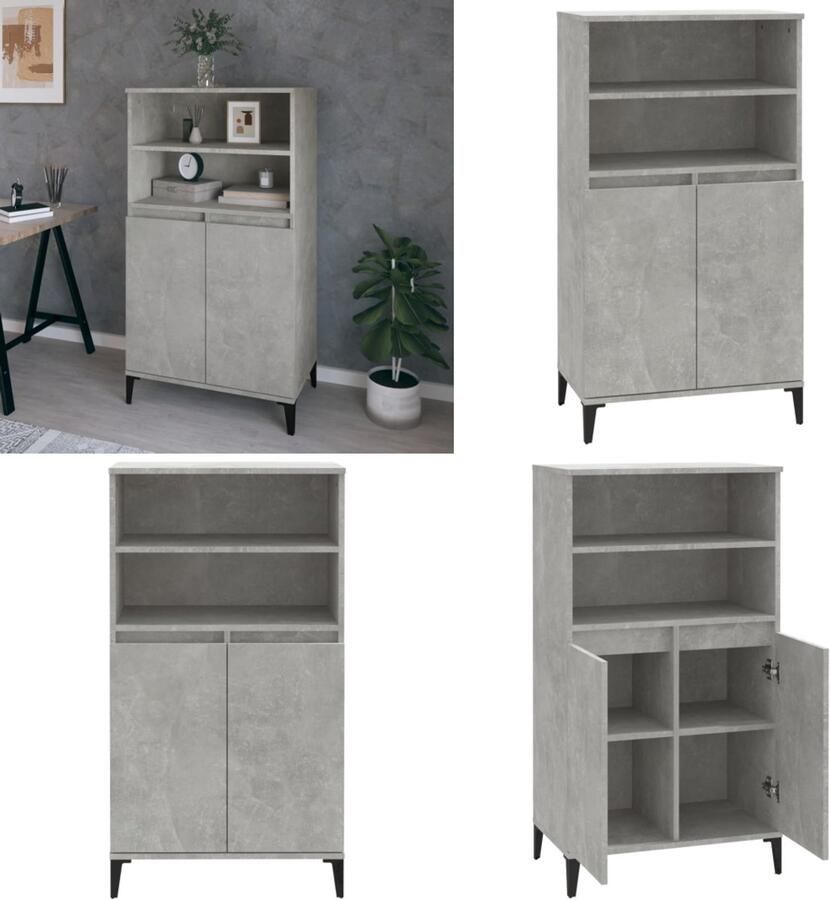 VidaXL Hoge kast 60x36x110 cm bewerkt hout betongrijs Hoge Kast Hoge Kasten Kast Opbergkast