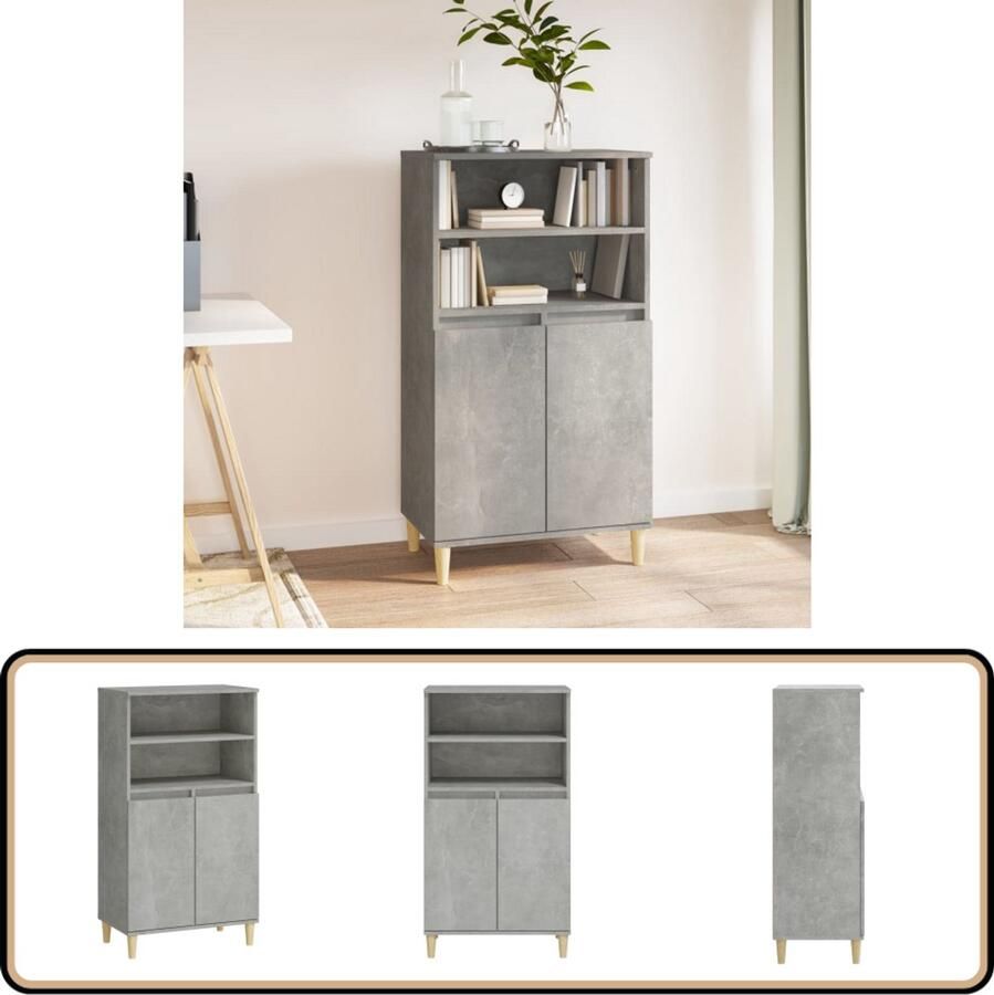 VidaXL Hoge Kast Betongrijs 60x36x110 cm Bijzettafel Side Table Tv Stand Opslagkast Bergruimte