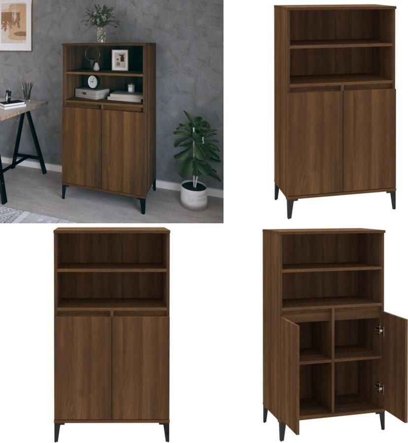 VidaXL Hoge kast 60x36x110 cm bewerkt hout bruineikenkleurig Hoge Kast Hoge Kasten Kast Opbergkast