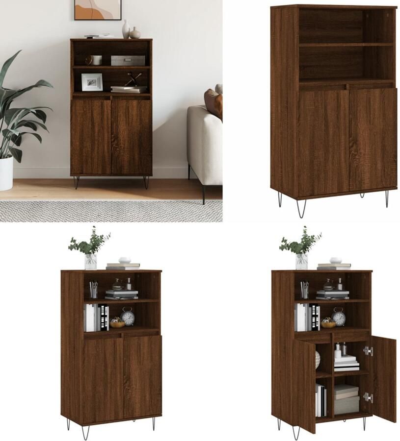 VidaXL Hoge kast 60x36x110 cm bewerkt hout bruin eikenkleur Hoge Kast Hoge Kasten Kast Opbergkast