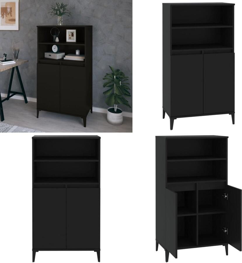 VidaXL Hoge kast 60x36x110 cm bewerkt hout zwart Hoge Kast Hoge Kasten Kast Opbergkast