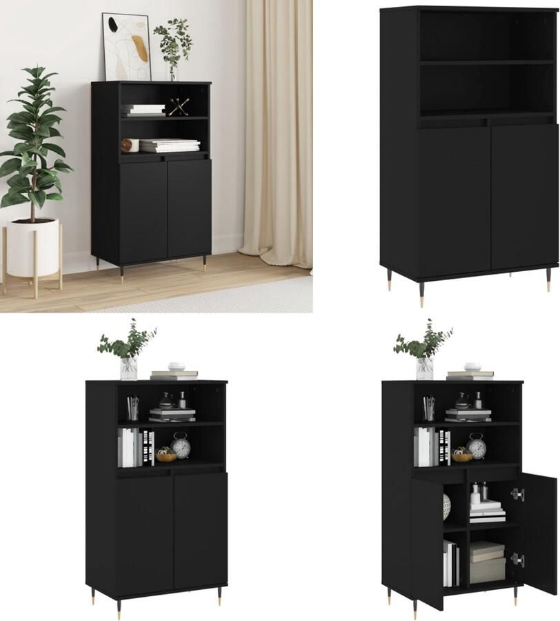 VidaXL Hoge kast 60x36x110 cm bewerkt hout zwart Hoge Kast Hoge Kasten Kast Opbergkast