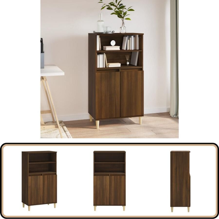 VidaXL Hoge kast 60x36x110 cm Bruineiken kleur Hoge Kast Bruineiken Kast Met Deuren Opbergkast Tv Stand