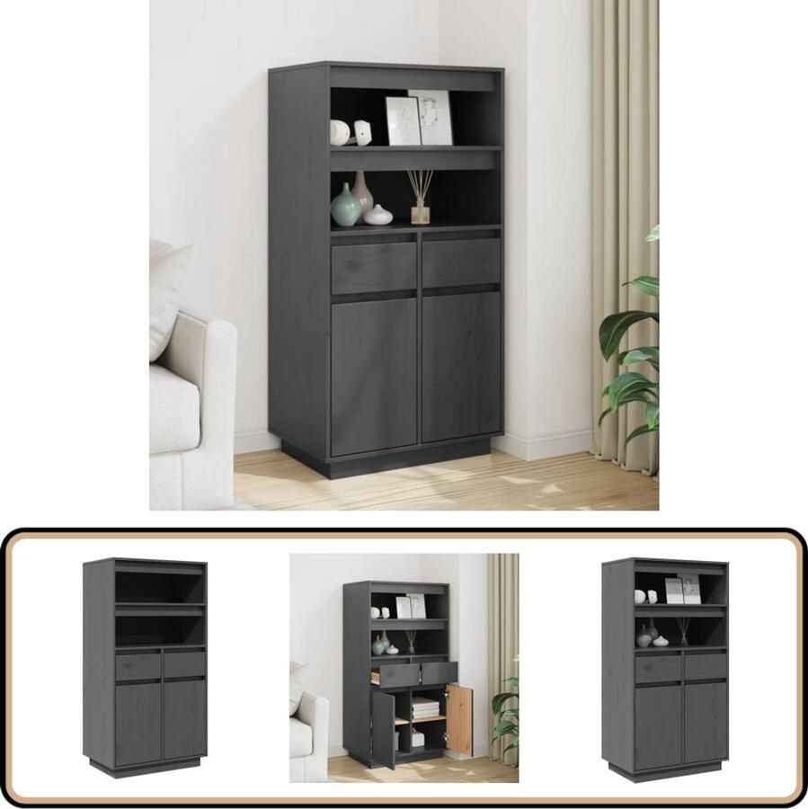 VidaXL Hoge kast 60x40x116 5 cm Massief grenenhout Hoge Kast Grenoble Hout Vintage Kast Opbergkast Tv Meubel