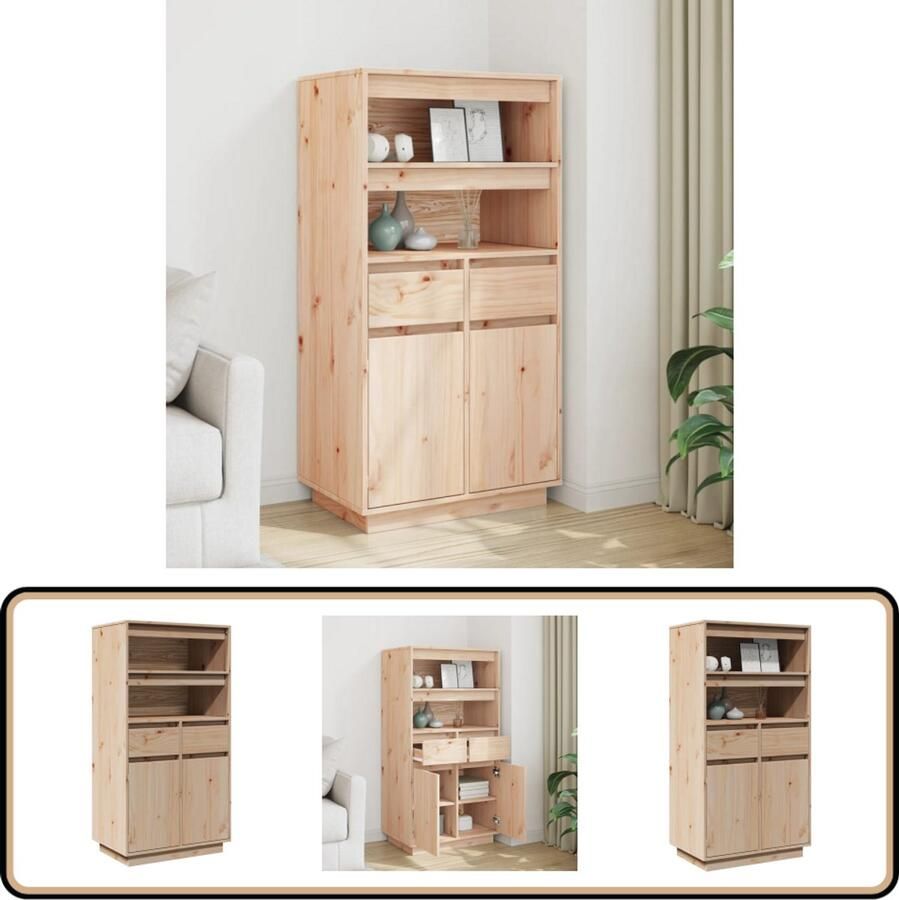 The Living Store Hoge kast 60x40x116 5 cm massief grenenhout Hoge Kast Kasten Grenoble Meubels Houten Kast Opbergkast - Foto 2