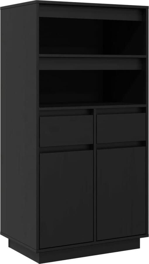 VidaXL -Hoge-kast-60x40x116 5-cm-massief-grenenhout-zwart