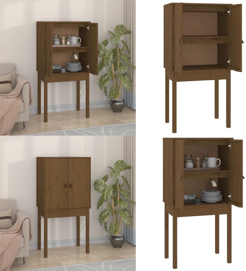 VidaXL -Hoge-kast-60x40x120-cm-massief-grenenhout-honingbruin