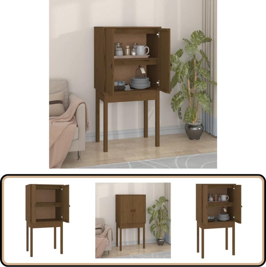 VidaXL Hoge Kast Massief Grenenhout Honingbruin Hoge Kast Grenoble Hout Vintage Kast Tv Meubel Opbergkast