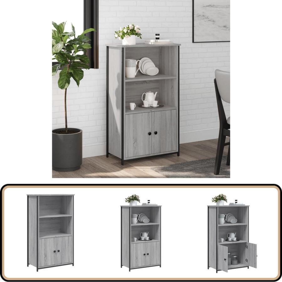 VidaXL Hoge kast Grijs Sonoma Eiken 62x32x103 5 cm Hoge Kast Houten Kast Grijze Kast Salontafel Opslagoplossing