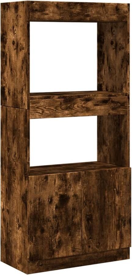 VidaXL Hoge kast gerookt eiken 63x33x140 cm Hoge Kast Hoge Kasten Boekenrek En Kast Dressoir