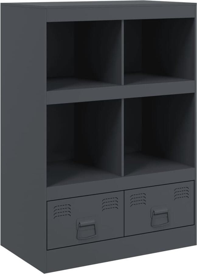 The Living Store Hoge kast 67x39x95 cm staal antracietkleurig Hoge Kast Dressoir Opbergkast Staalkast Antraciet Kleur - Foto 2