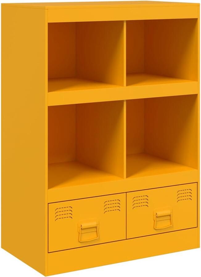 VidaXL -Hoge-kast-67x39x95-cm-staal-mosterdgeel