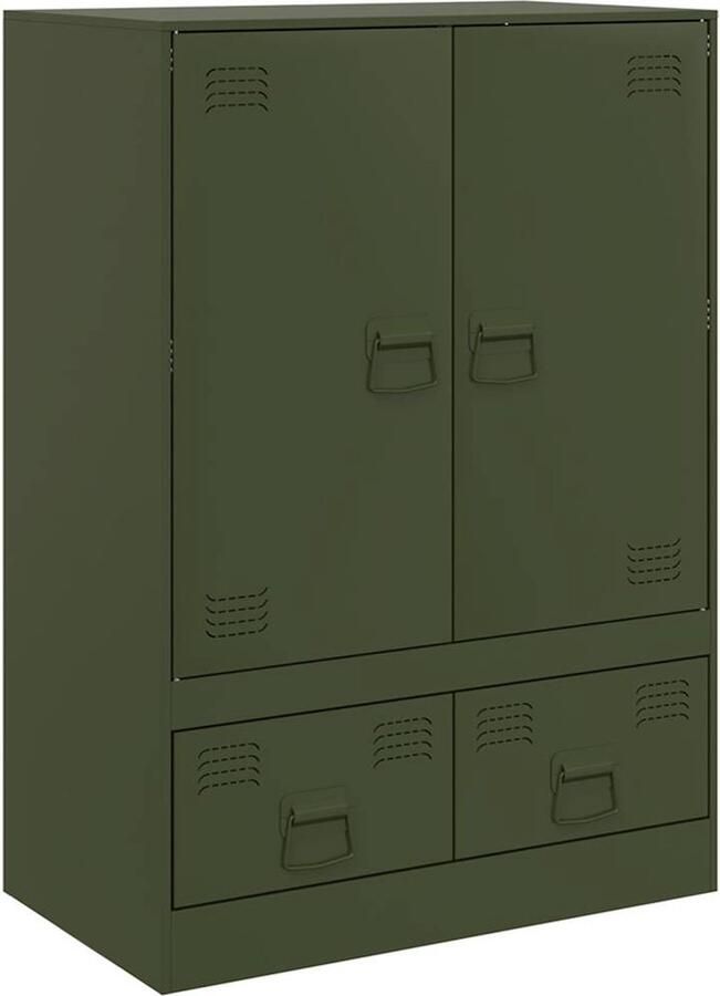 VidaXL -Hoge-kast-67x39x95-cm-staal-olijfgroen