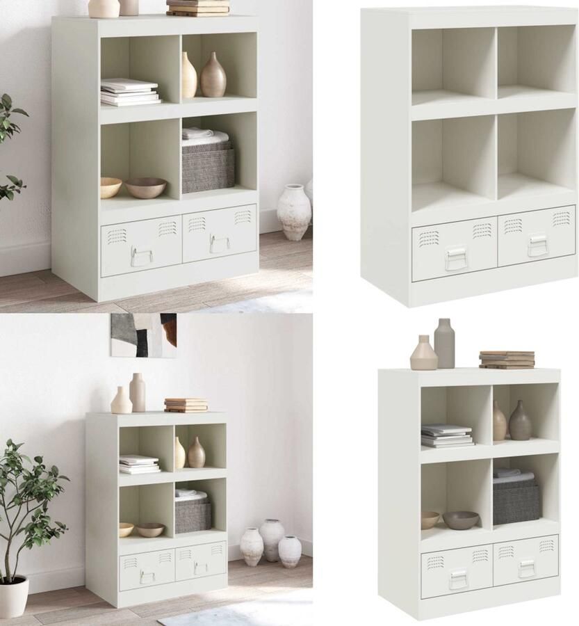 VidaXL Hoge kast 67x39x95 cm staal wit Hoge Kast Hoge Kasten Hoog Dressoir Hoge Kast Woonkamer