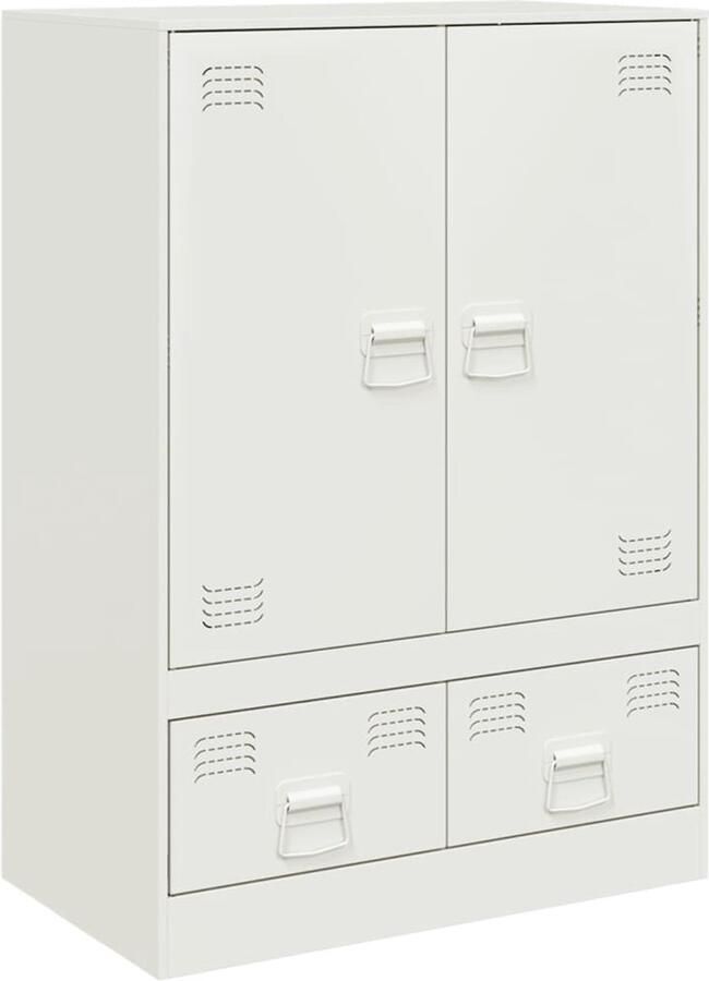 VidaXL -Hoge-kast-67x39x95-cm-staal-wit - Foto 2