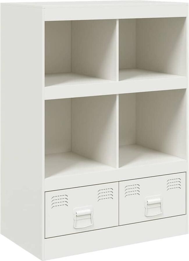 VidaXL Hoge witte kast van staal met 4 schappen Hoge Kast Dressoir Staalkast Wit Dressoir Opbergkast - Foto 2