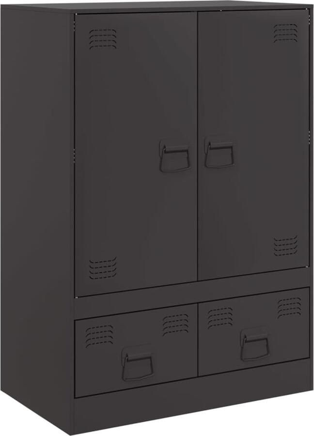 VidaXL -Hoge-kast-67x39x95-cm-staal-zwart - Foto 3