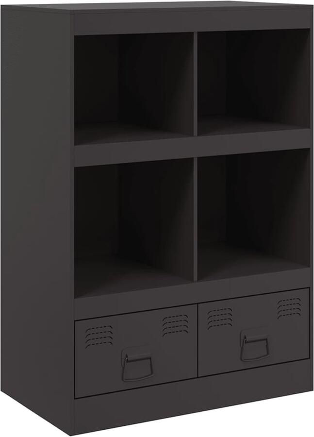 VidaXL Hoge kast Staal 67x39x95 cm Zwart Hoge Kast Koudgewalst Staal Zwarte Kast Opbergkast Designkast - Foto 2