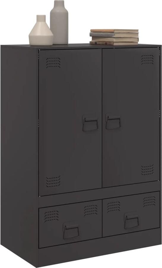 VidaXL -Hoge-kast-67x39x95-cm-staal-zwart - Foto 4