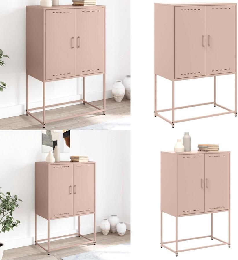 VidaXL Hoge kast 68 5x38 5x107 cm staal roze Hoge Kast Hoge Kasten Hoog Dressoir Hoge Kast Woonkamer