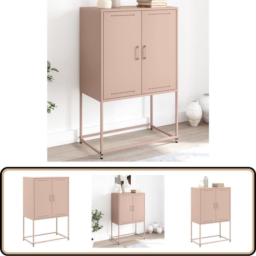 VidaXL Hoge kast Staal Roze 68 5x38 5x107 cm Industriële Kast Roestvrijstalen Kast Opbergkast Hoge Kast Roze Kast