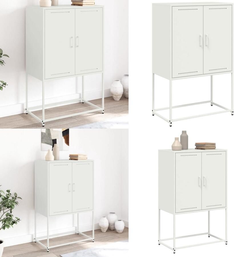 VidaXL Hoge kast 68 5x38 5x107 cm staal wit Hoge Kast Hoge Kasten Hoog Dressoir Hoge Kast Woonkamer