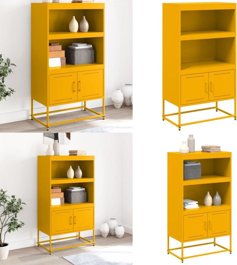 VidaXL Hoge kast 68 5x38 5x123 5 cm staal mosterdgeel Hoge Kast Hoge Kasten Hoog Dressoir Hoge Kast Woonkamer - Foto 2