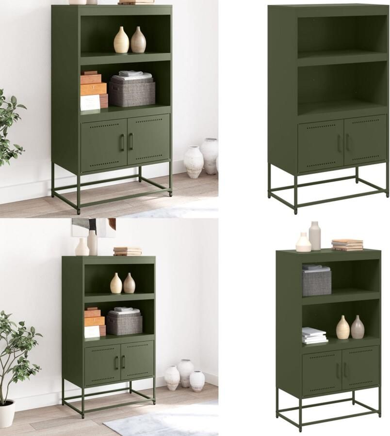 VidaXL Hoge kast 68 5x38 5x123 5 cm staal olijfgroen Hoge Kast Hoge Kasten Hoog Dressoir Hoge Kast Woonkamer