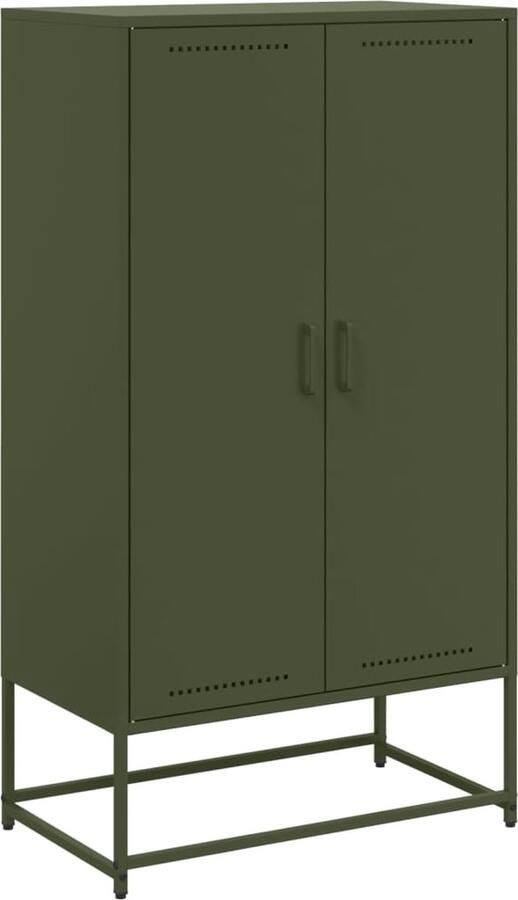 VidaXL Hoge kast Olijfgroen Staal 68 5x38 5x123 5 cm Industriele Kast Metalen Kast Hoge Kast Opbergkast Staalkast - Foto 2