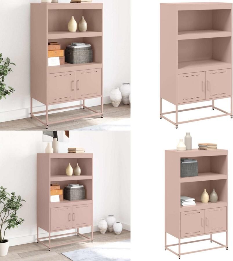 VidaXL Hoge kast 68 5x38 5x123 5 cm staal roze Hoge Kast Hoge Kasten Hoog Dressoir Hoge Kast Woonkamer