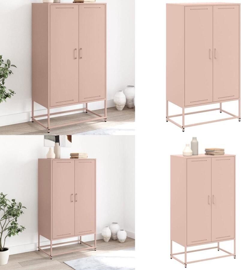 VidaXL Hoge kast 68 5x38 5x123 5 cm staal roze Hoge Kast Hoge Kasten Hoog Dressoir Hoge Kast Woonkamer