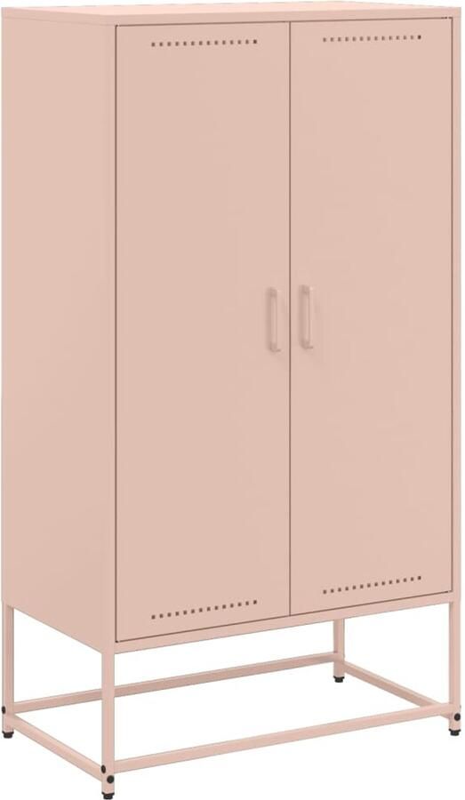 VidaXL Hoge kast Staal Roze 68 5x38 5x123 5 cm Hoge Kast Industrieel Design Roestvrijstalen Kast Opbergkast Metalen Kast