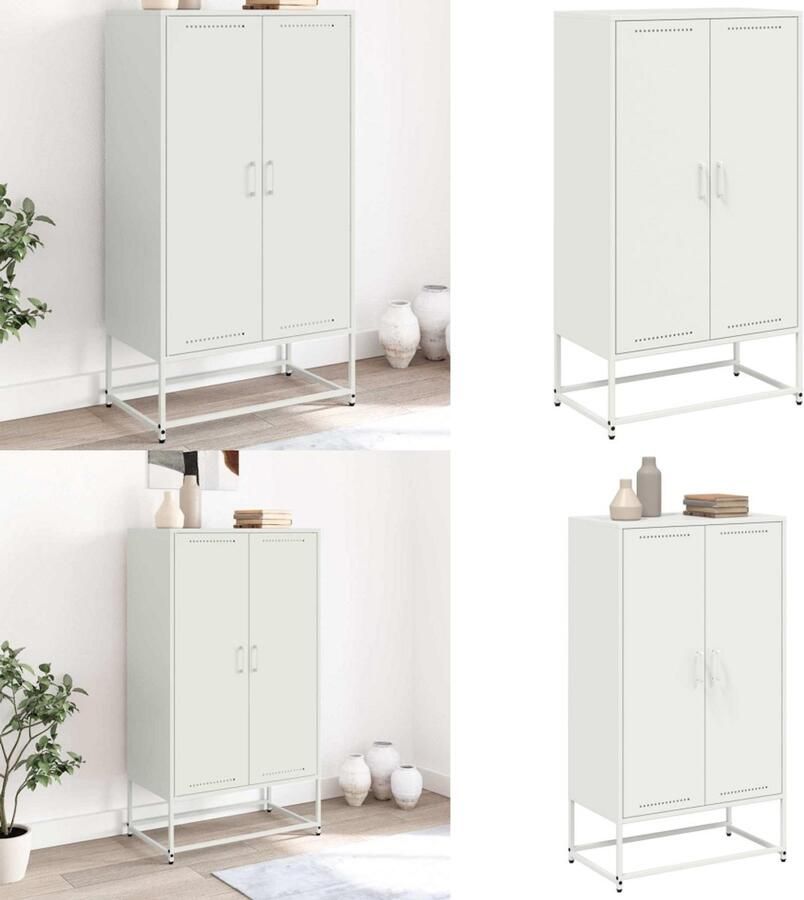 VidaXL Hoge kast 68 5x38 5x123 5 cm staal wit Hoge Kast Hoge Kasten Hoog Dressoir Hoge Kast Woonkamer