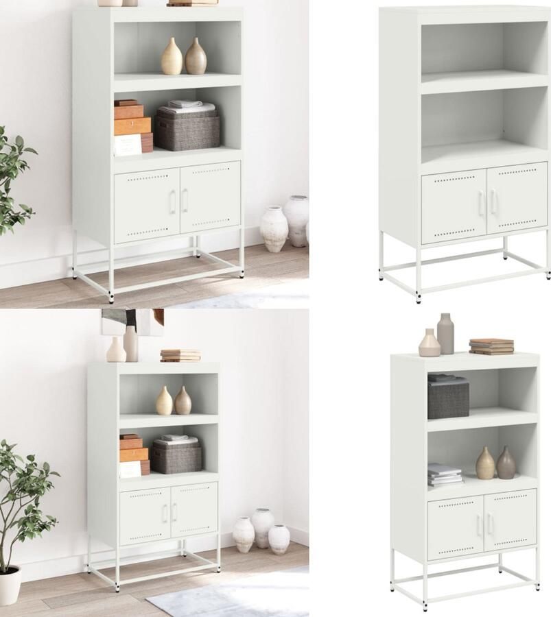 VidaXL Hoge kast 68 5x38 5x123 5 cm staal wit Hoge Kast Hoge Kasten Hoog Dressoir Hoge Kast Woonkamer - Foto 2