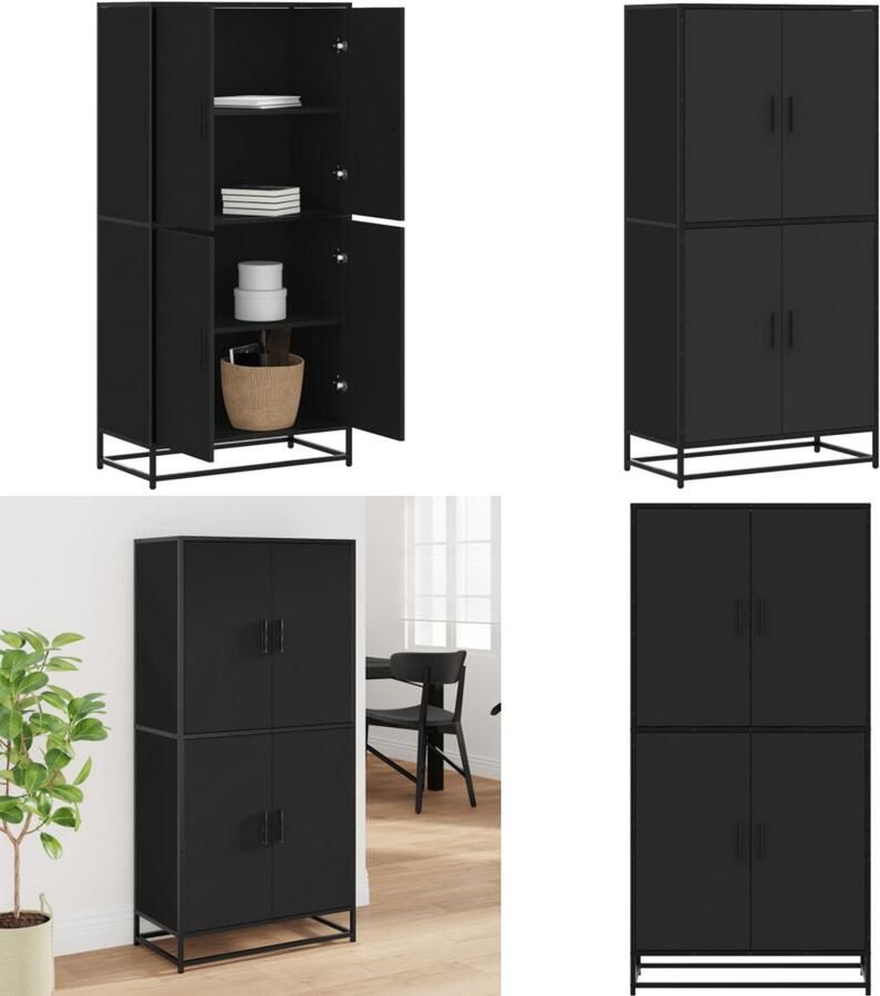 VidaXL Hoge kast 68x35x139 cm bewerkt hout zwart Hoge Kast Hoge Kasten Dressoir Buffetkast