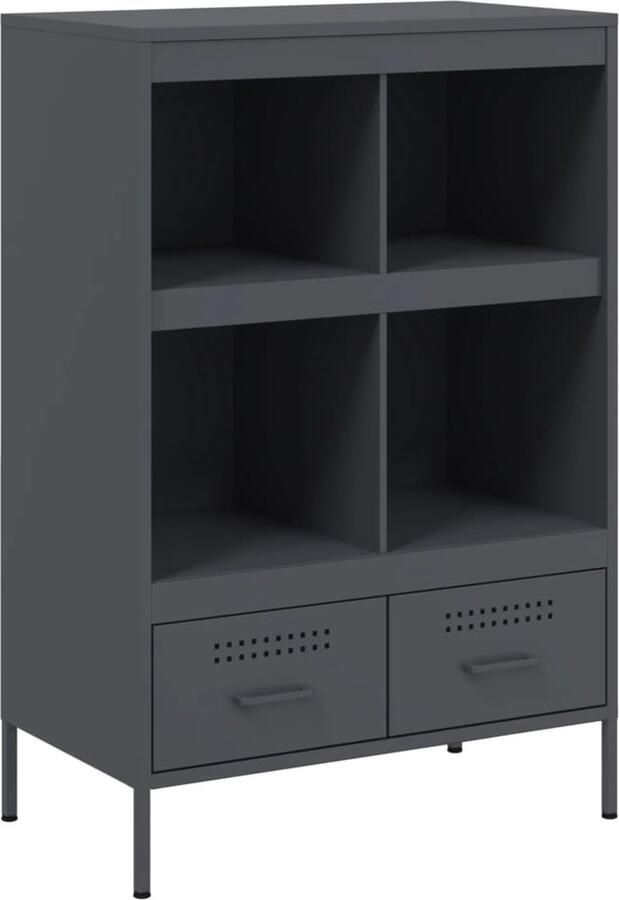 VidaXL Hoge kast 68x39x101 5 cm koudgewalst staal antracietkleurig - Foto 2
