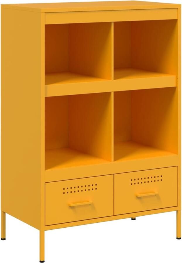 VidaXL Hoge kast 68x39x101 5 cm koudgewalst staal mosterdgeel