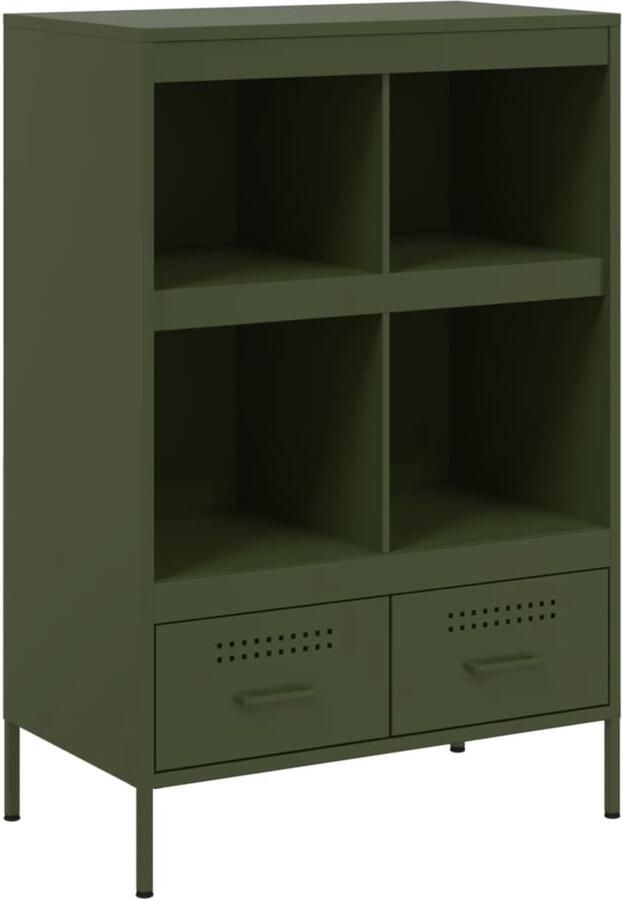 VidaXL Hoge kast staal olijfgroen 68x39x101 5 cm Industriele Kast Hoge Kast Staalkast Opbergkast Livingroom Furniture