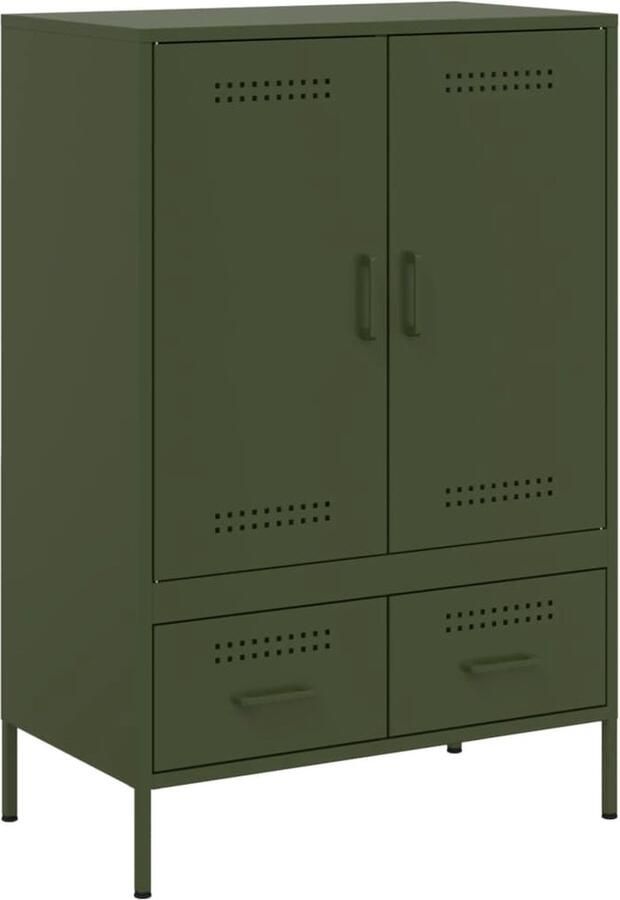 VidaXL Hoge kast 68x39x101 5 cm koudgewalst staal olijfgroen