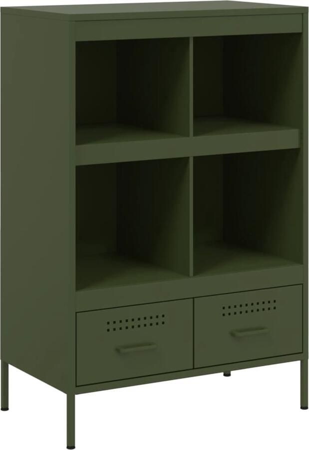 VidaXL Hoge kast 68x39x101 5 cm koudgewalst staal olijfgroen