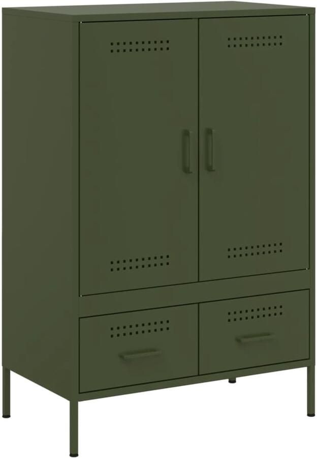 VidaXL Hoge kast staal 68x39x101 5 cm olijfgroen Hoge Kast Industrieel Design Olijfgroene Kast Stalen Kast Opbergkast