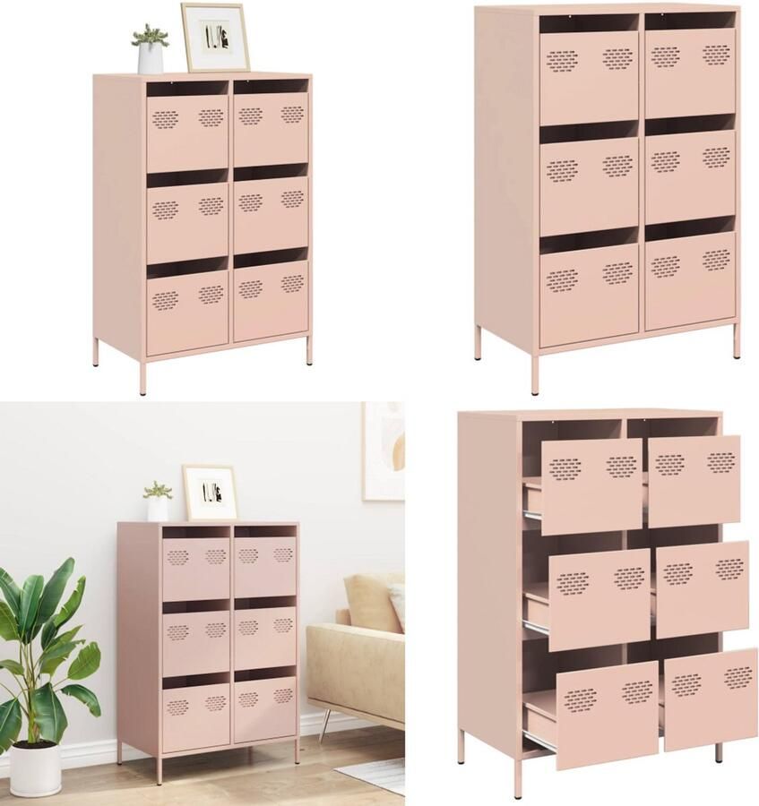 VidaXL Hoge kast 68x39x101 5 cm staal roze Hoge Kast Hoge Kasten Hoge Planken Boekenkast