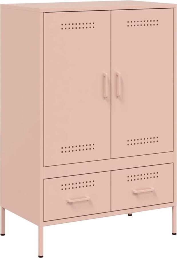 VidaXL Hoge kast 68x39x101 5 cm koudgewalst staal roze
