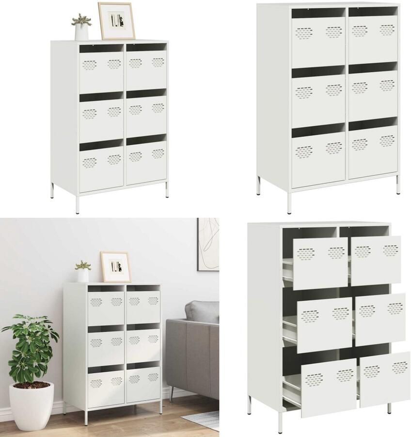 VidaXL Hoge kast 68x39x101 5 cm staal wit Hoge Kast Hoge Kasten Hoge Planken Boekenkast