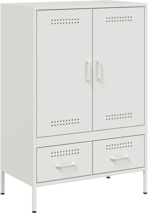 VidaXL Hoge kast 68x39x101 5 cm Staal Wit Industriële Kast Houten Kast Witte Kast Opbergkast Salontafel